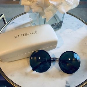Versace Medusa Sunglasses Round Mirror Silver
